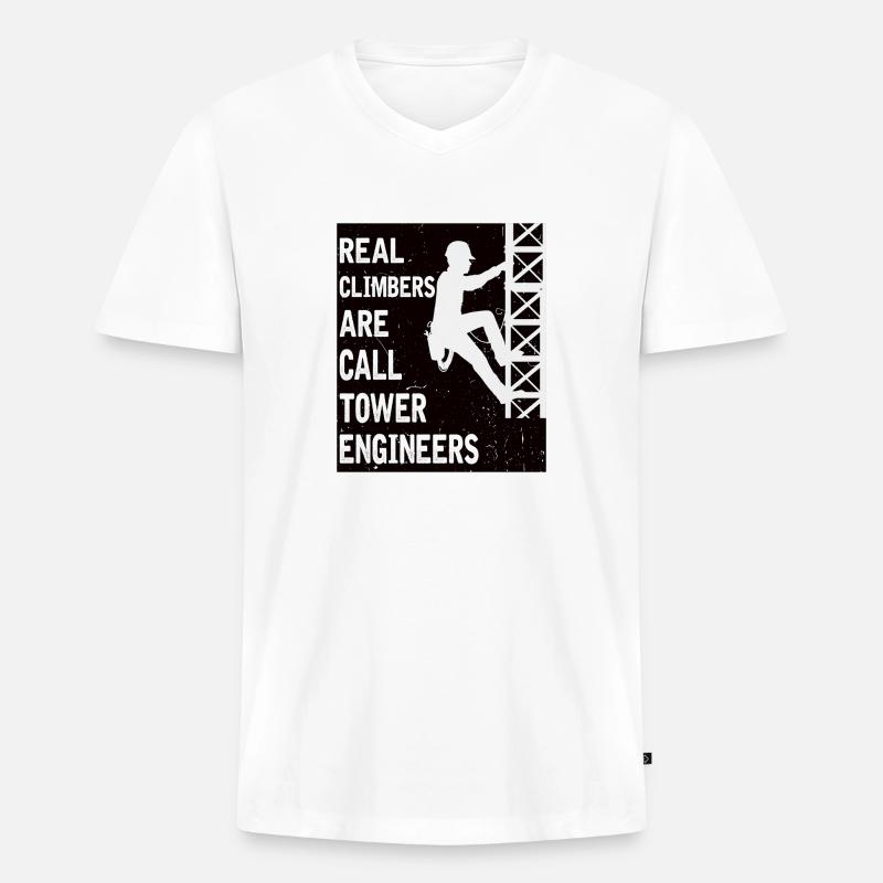 Leitungsmonteur Tower Engineer Freileitung Beruf - Männer Premium Bio T-Shirt mit V-Ausschnitt - Weiß