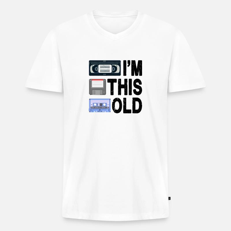 Ich bin so alt - Männer Premium Bio T-Shirt mit V-Ausschnitt - Weiß