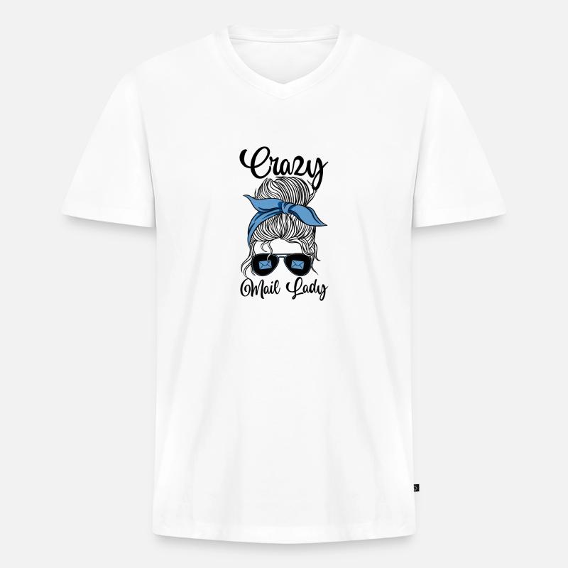 Postbote Postbotin Post Briefträger - Männer Premium Bio T-Shirt mit V-Ausschnitt - Weiß