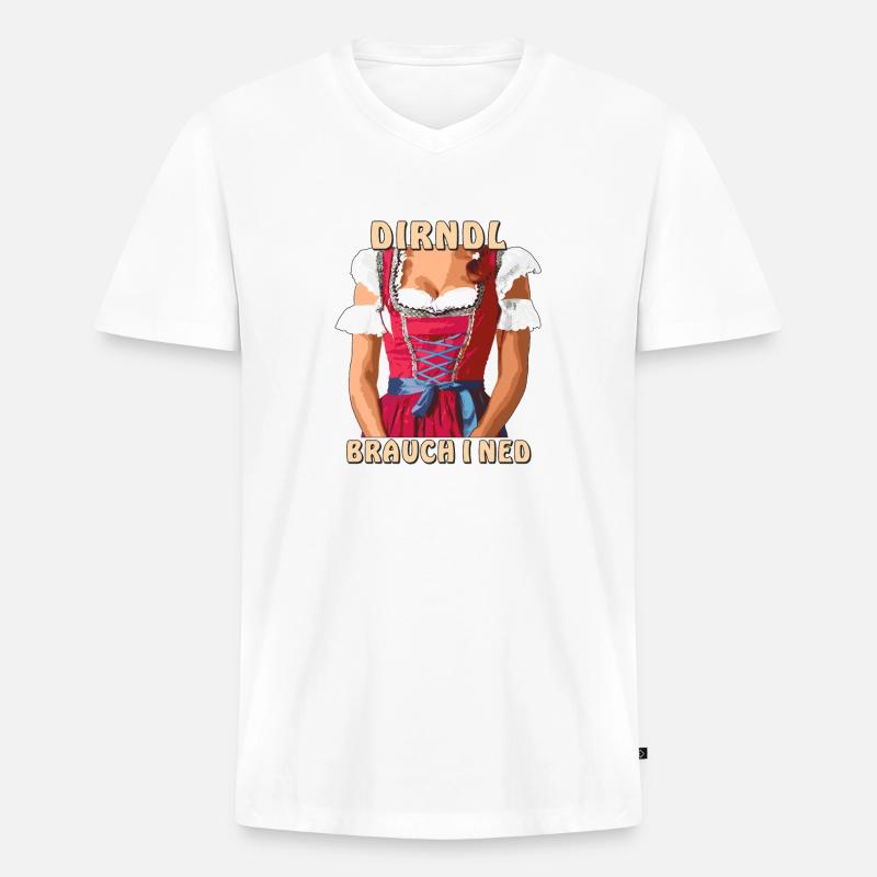 DIRNDL BRAUCH I NED - Männer Premium Bio T-Shirt mit V-Ausschnitt - Weiß