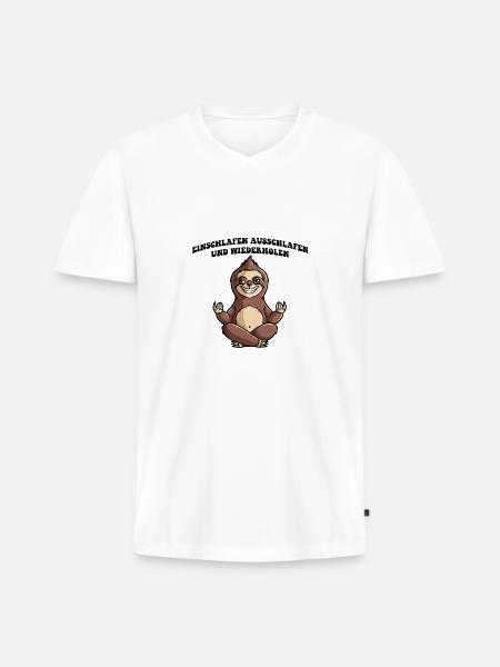 Yoga Sloth teacher - Männer Premium Bio T-Shirt mit V-Ausschnitt - Weiß
