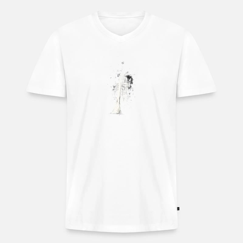 Trompete - Männer Premium Bio T-Shirt mit V-Ausschnitt - Weiß