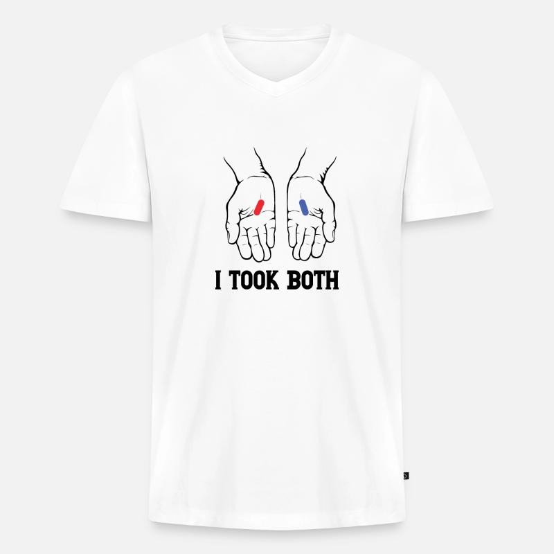 I TOOK BOTH - Männer Premium Bio T-Shirt mit V-Ausschnitt - Weiß