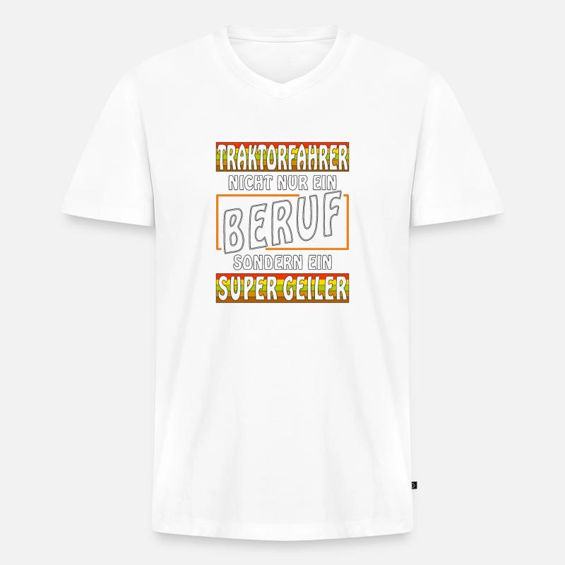 Beruf Traktorfahrer - Männer Premium Bio T-Shirt mit V-Ausschnitt - Weiß