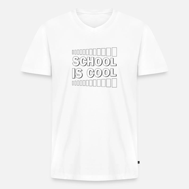 SCHOOL IS COOL - Männer Premium Bio T-Shirt mit V-Ausschnitt - Weiß
