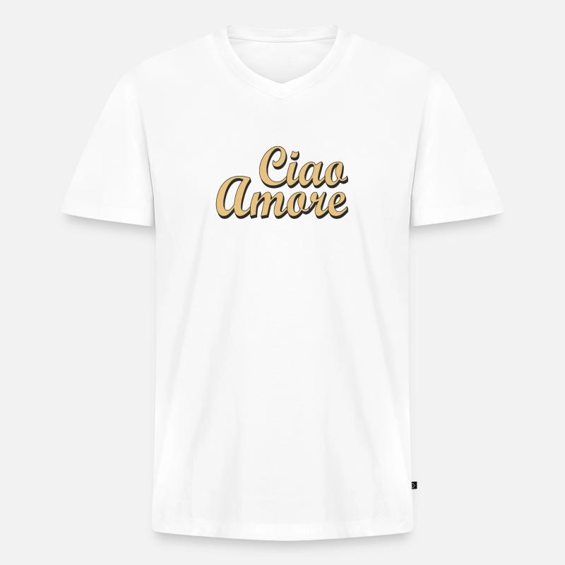 Ciao Amore - Männer Premium Bio T-Shirt mit V-Ausschnitt - Weiß