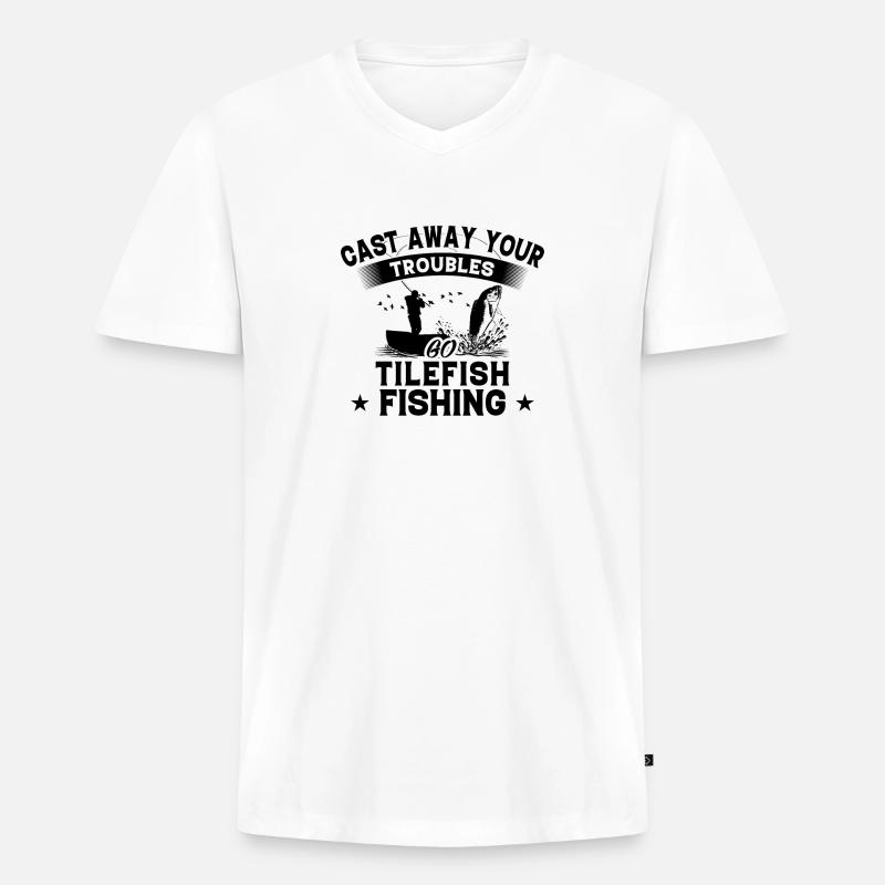 Wegwerfen - Fischtilefisch - Männer Premium Bio T-Shirt mit V-Ausschnitt - Weiß