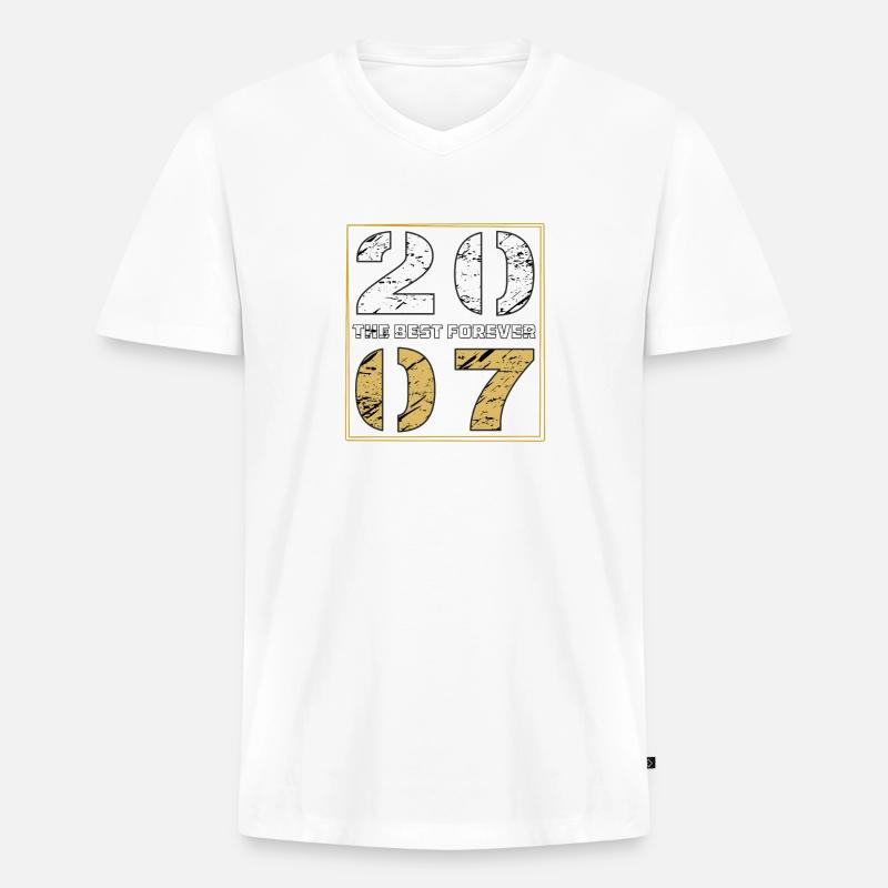THE BEST FOREVER 2007 - Männer Premium Bio T-Shirt mit V-Ausschnitt - Weiß