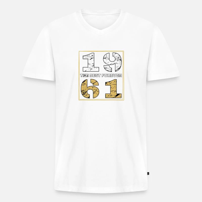 THE BEST FOREVER 1961 - Männer Premium Bio T-Shirt mit V-Ausschnitt - Weiß