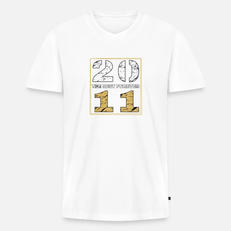 THE BEST FOREVER 2011 - Männer Premium Bio T-Shirt mit V-Ausschnitt - Weiß