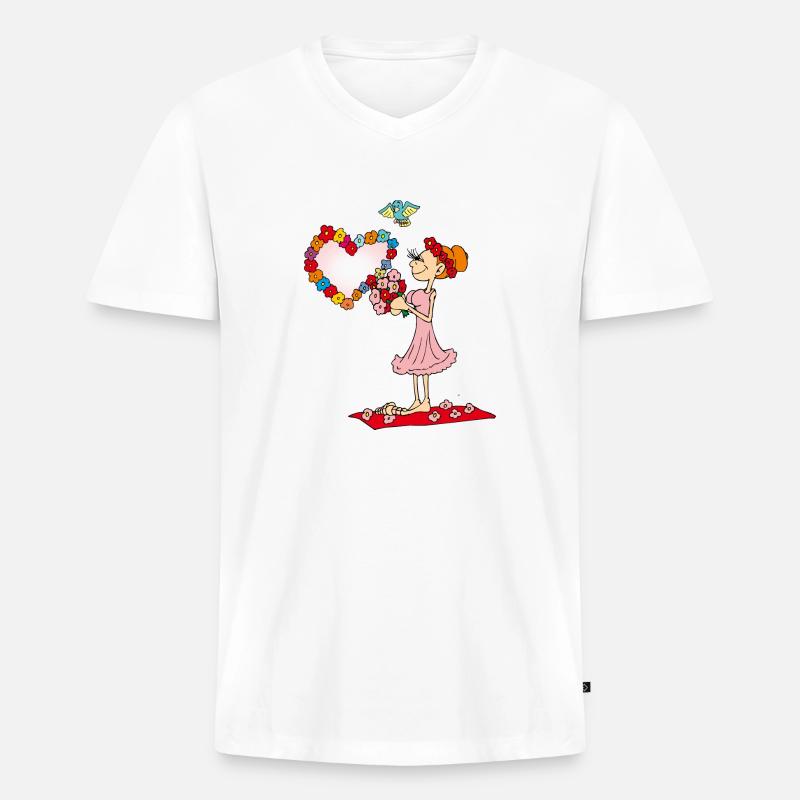 Mädchenkranz bei Hochzeit - Männer Premium Bio T-Shirt mit V-Ausschnitt - Weiß