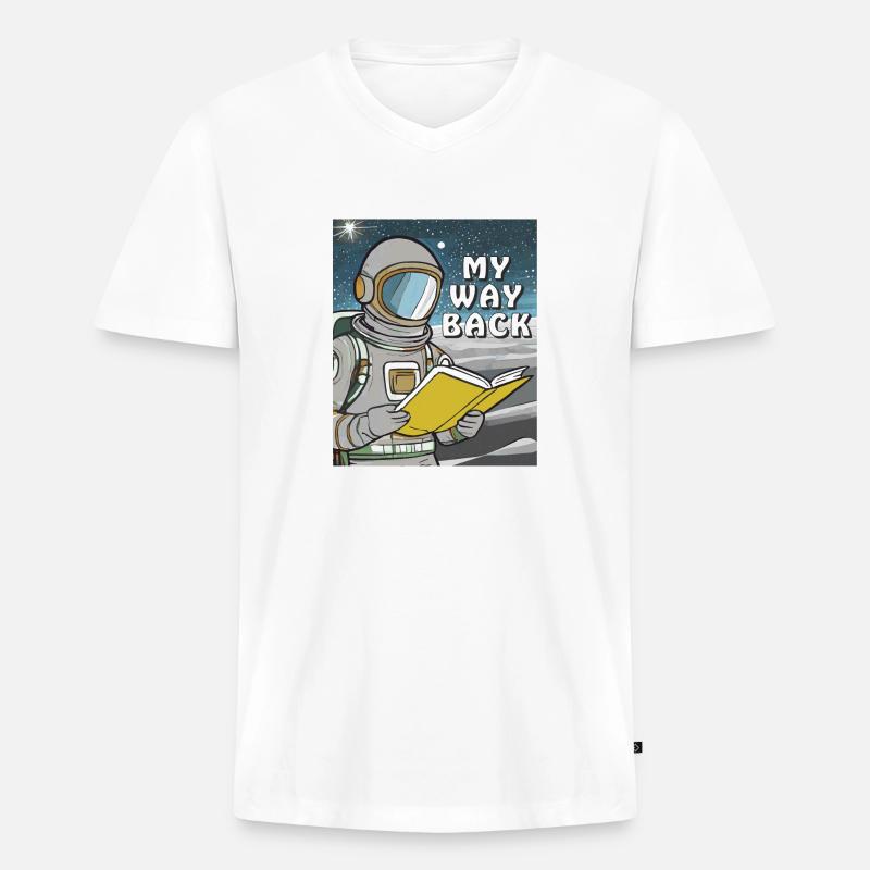 ASTRONAUT BUCH MY WAY BACK - Männer Premium Bio T-Shirt mit V-Ausschnitt - Weiß