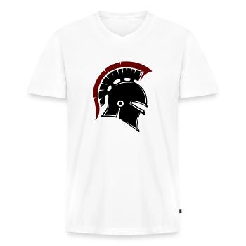 spartaner - Männer Premium Bio T-Shirt mit V-Ausschnitt - Weiß - Vorne - Nico (187cm)