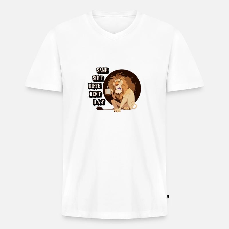 Same Sh!t different Day - Männer Premium Bio T-Shirt mit V-Ausschnitt - Weiß