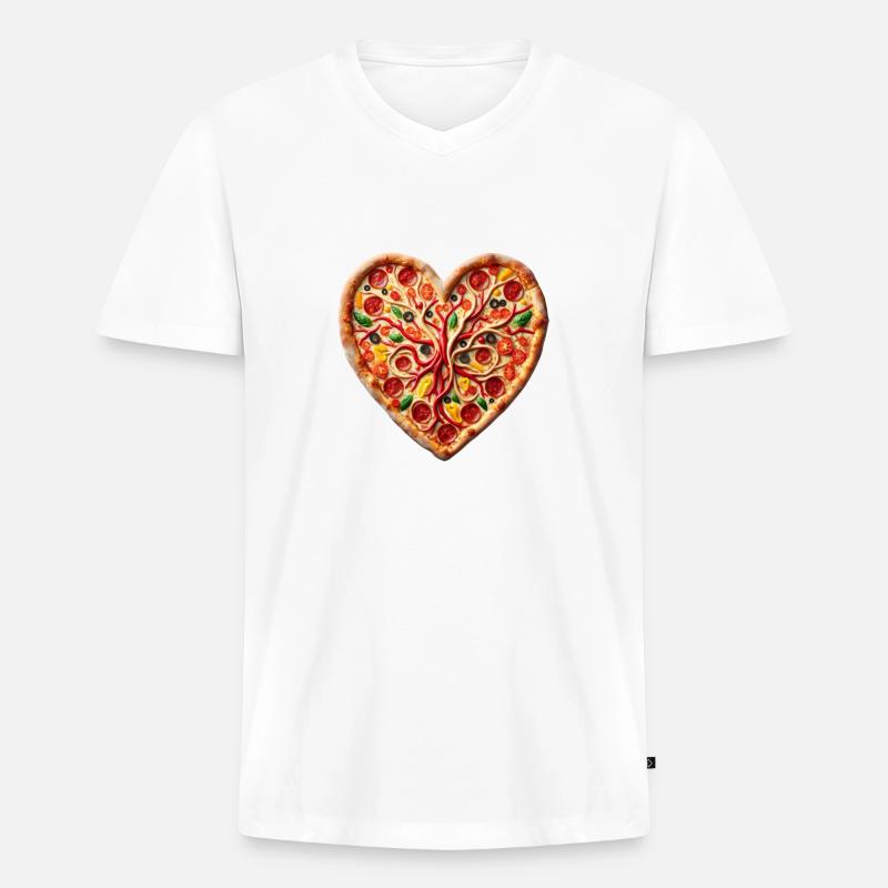 Heartfelt Pizza CHD Support - Männer Premium Bio T-Shirt mit V-Ausschnitt - Weiß