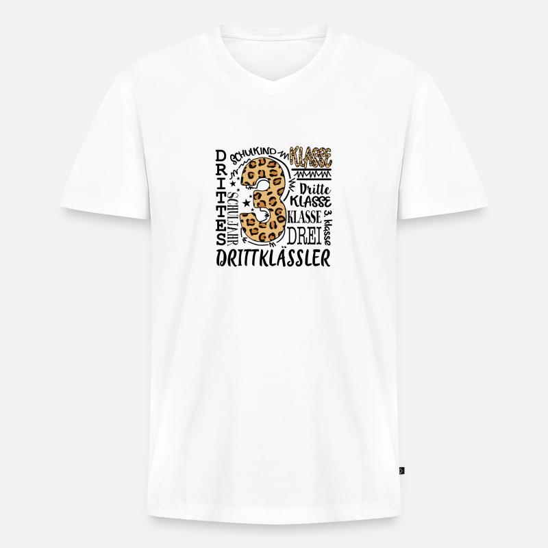 3.Klasse - Männer Premium Bio T-Shirt mit V-Ausschnitt - Weiß