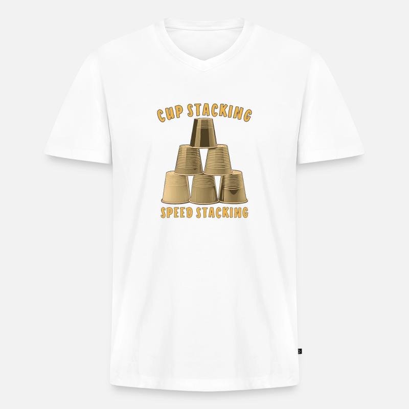 CUP STACKING SPEED STACKING - Männer Premium Bio T-Shirt mit V-Ausschnitt - Weiß