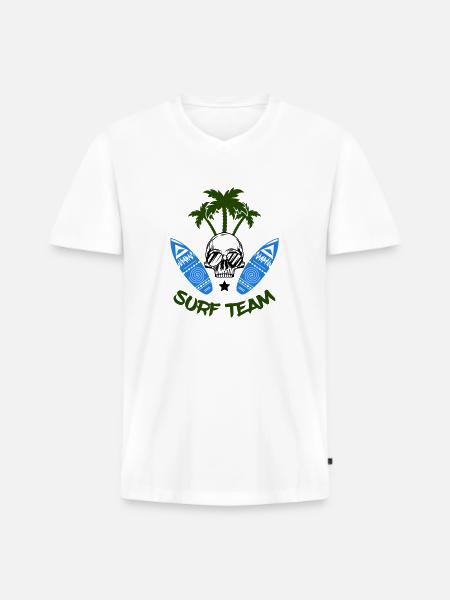 Surf Team - Men's Premium Organic T-shirt with V-neck - white