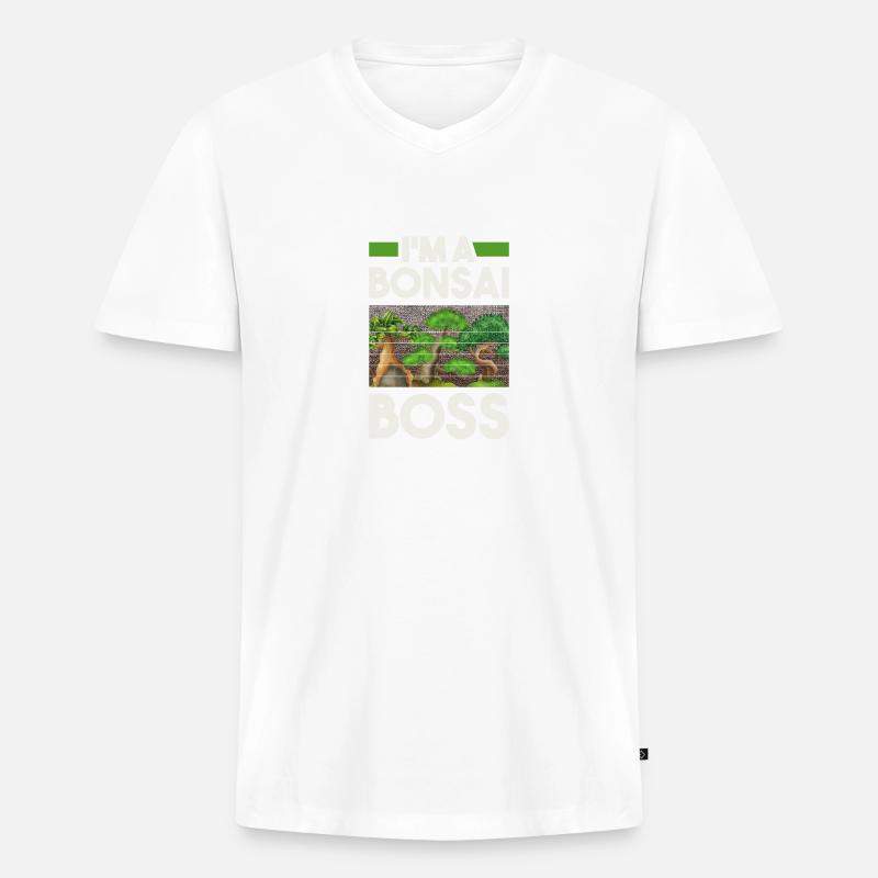 Ich Bin Ein Bonsai-Chef - Männer Premium Bio T-Shirt mit V-Ausschnitt - Weiß