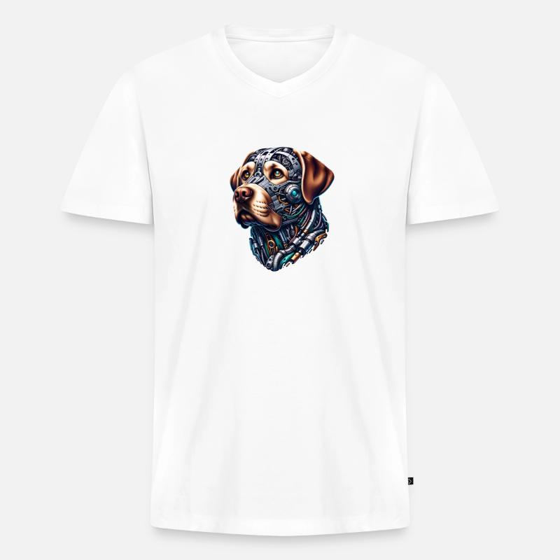 Labrador Retriever Android Design - Männer Premium Bio T-Shirt mit V-Ausschnitt - Weiß