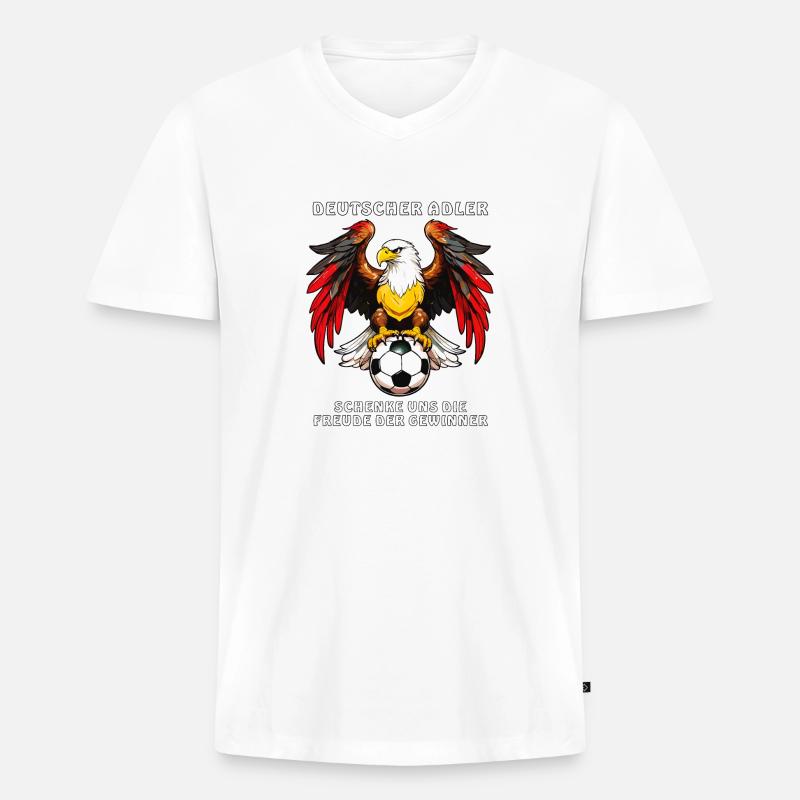 FUßBALL DEUTSCHER ADLER - Männer Premium Bio T-Shirt mit V-Ausschnitt - Weiß