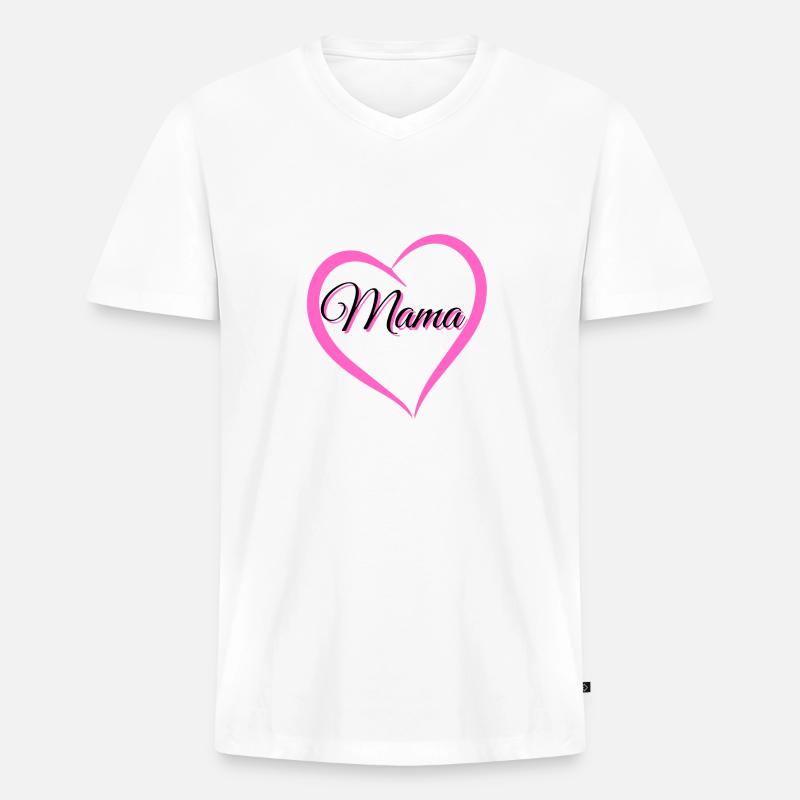 mama - Männer Premium Bio T-Shirt mit V-Ausschnitt - Weiß