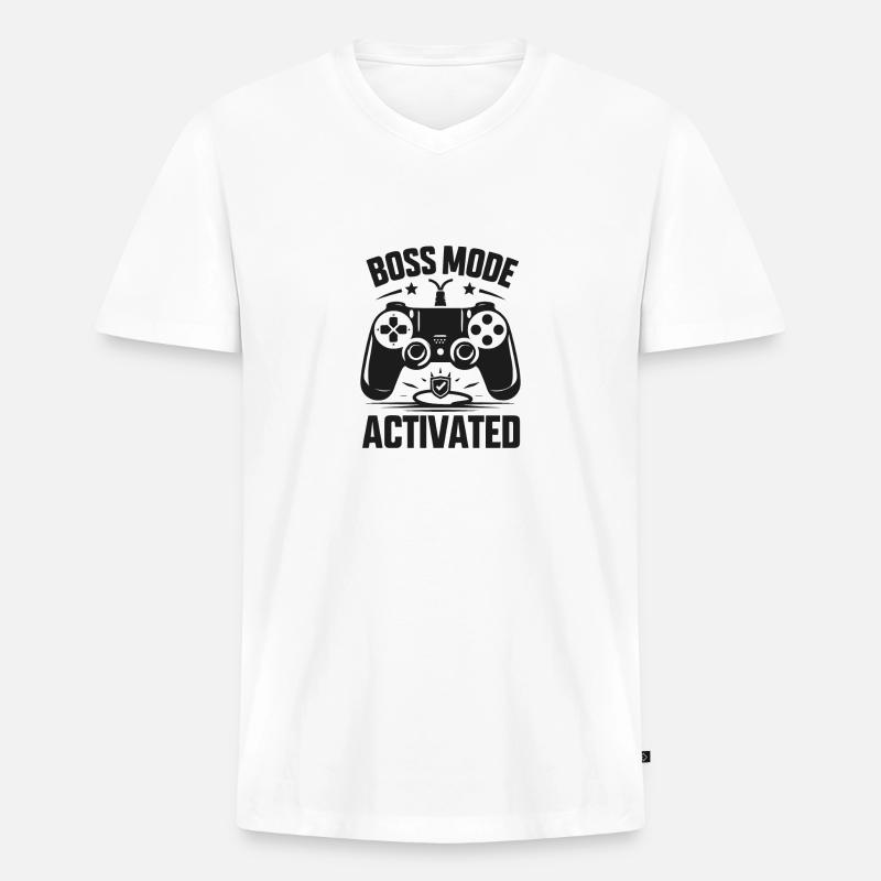Bos-Modus aktiviert - Männer Premium Bio T-Shirt mit V-Ausschnitt - Weiß