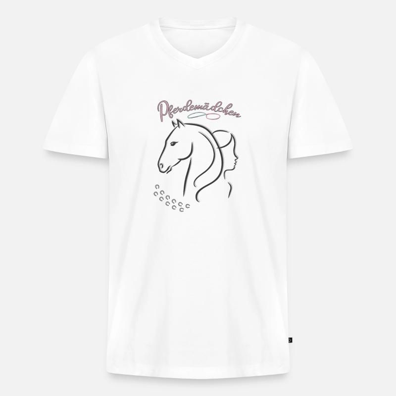 Pferdemädchen - Mädchen liebt Pferde - Männer Premium Bio T-Shirt mit V-Ausschnitt - Weiß