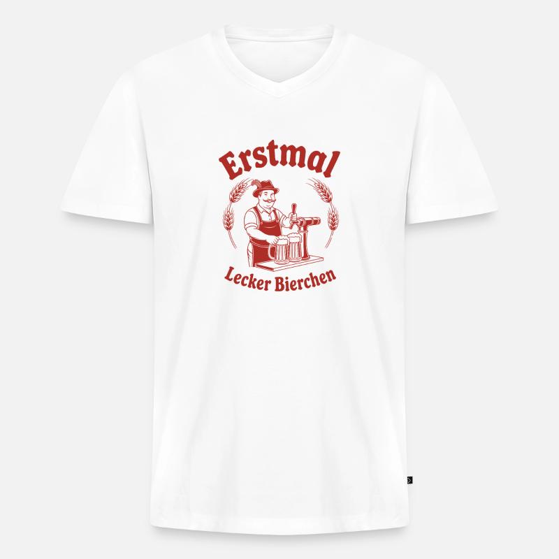 Erstmal lecker Bierchen - Männer Premium Bio T-Shirt mit V-Ausschnitt - Weiß