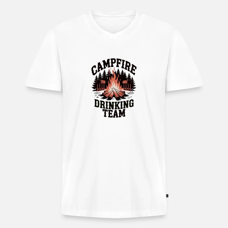 Campfire Drinking Team - Männer Premium Bio T-Shirt mit V-Ausschnitt - Weiß