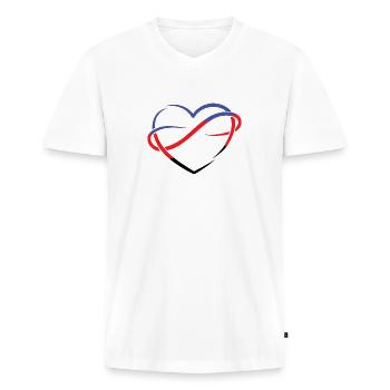 Polyherz im Fahnenlook - Männer Premium Bio T-Shirt mit V-Ausschnitt - Weiß - Vorne - Nico (187cm)
