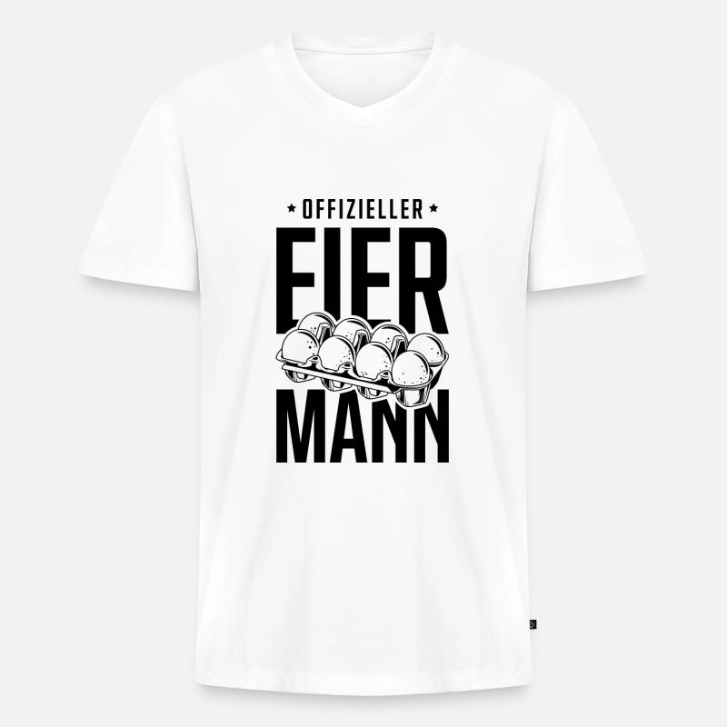 Offizieller Eiermann - Männer Premium Bio T-Shirt mit V-Ausschnitt - Weiß