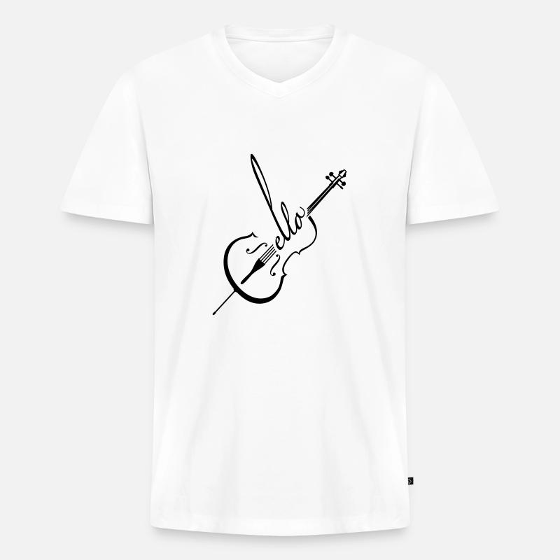 Violoncello - Männer Premium Bio T-Shirt mit V-Ausschnitt - Weiß
