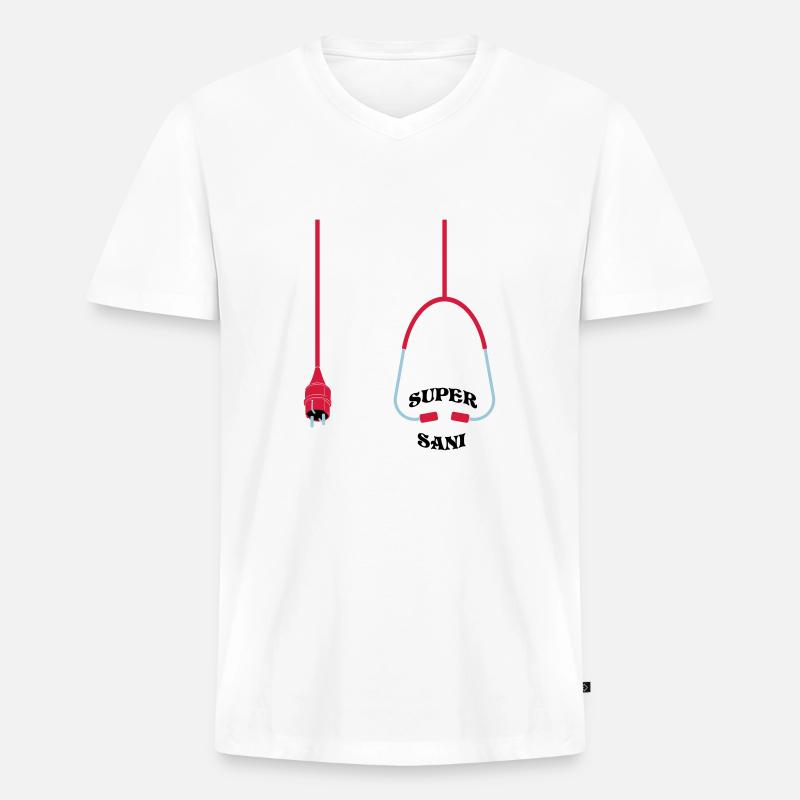 Super Sani - Männer Premium Bio T-Shirt mit V-Ausschnitt - Weiß