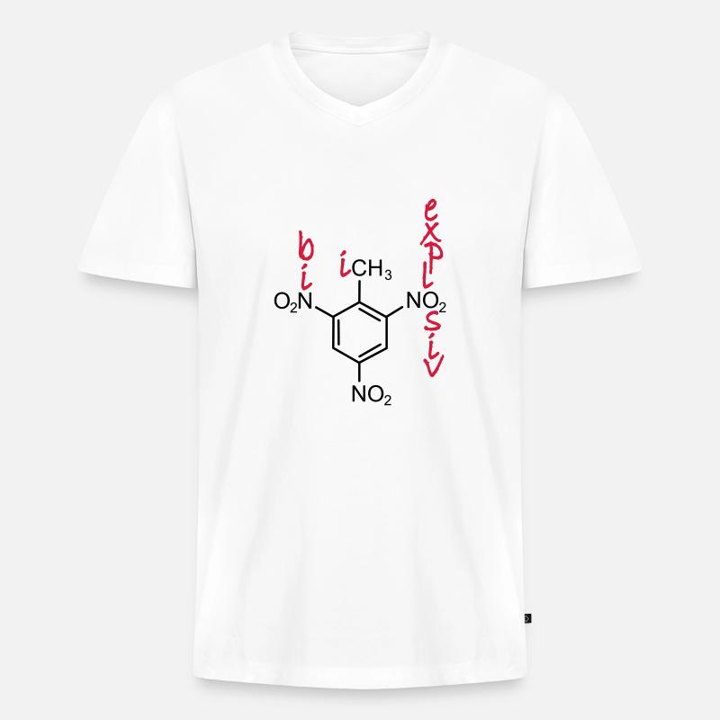 TNT - Männer Premium Bio T-Shirt mit V-Ausschnitt - Weiß