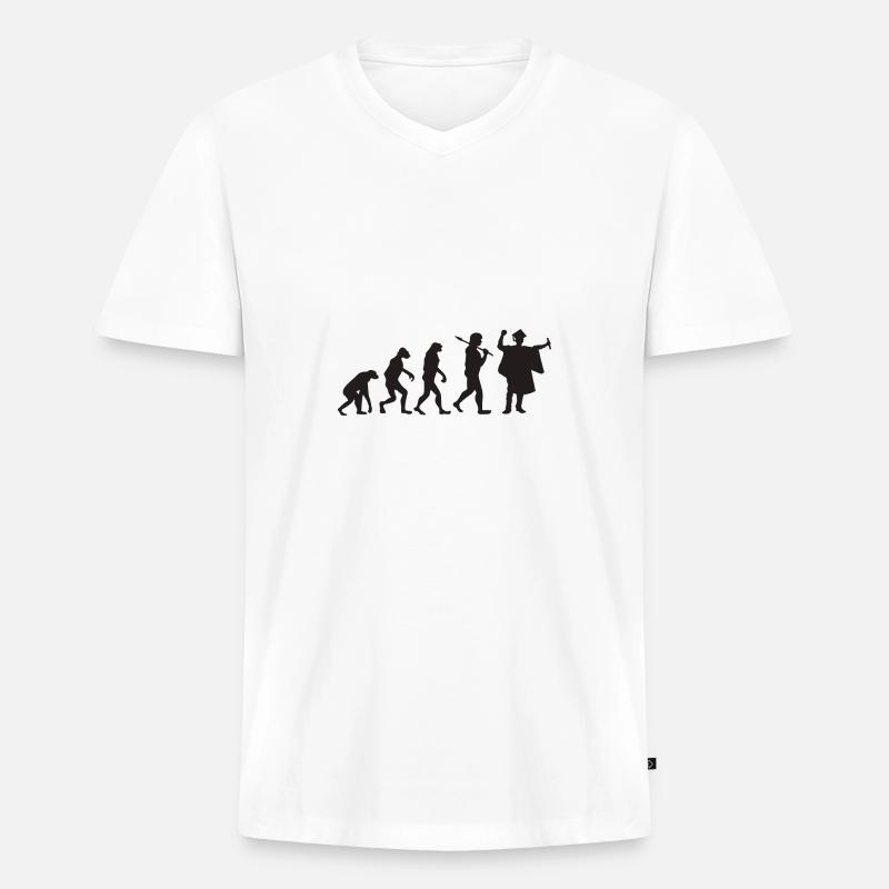 Abschlussfeier - Evolution - Geschenk - Männer Premium Bio T-Shirt mit V-Ausschnitt - Weiß