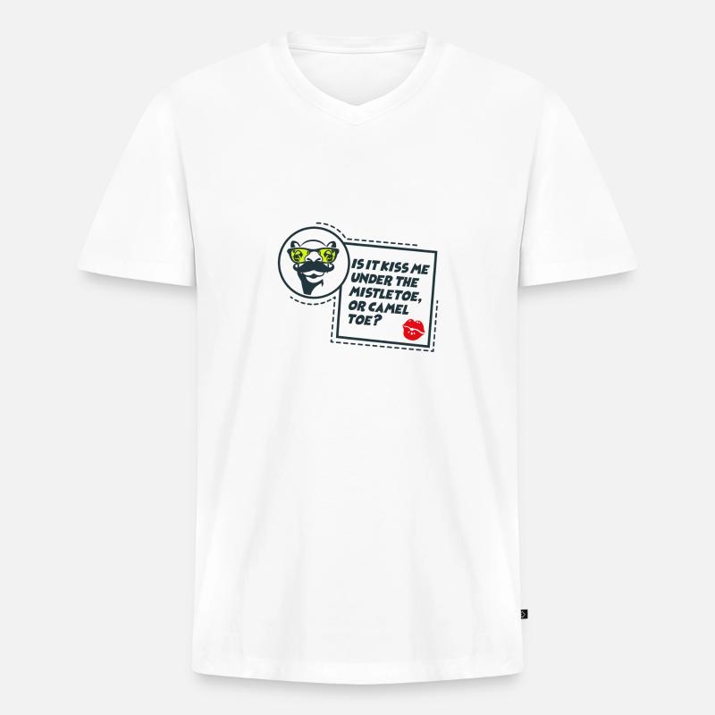 F011A023453F8149A777D96AEDD07C146AD9BC445A8B49FF0 - Männer Premium Bio T-Shirt mit V-Ausschnitt - Weiß
