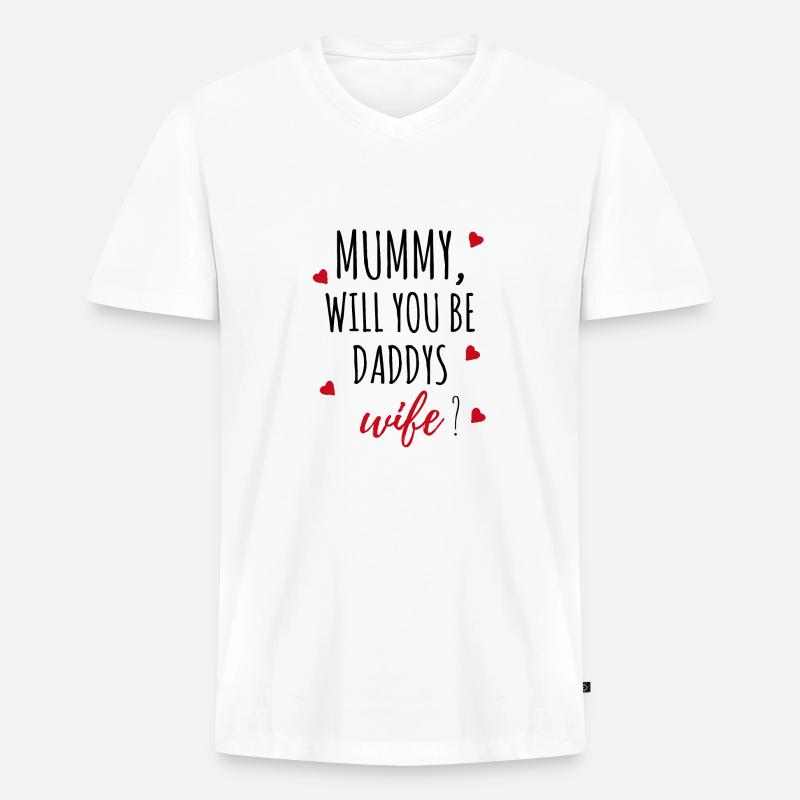 Heiratsantrag Antrag Mummy Geschenk Idee - Männer Premium Bio T-Shirt mit V-Ausschnitt - Weiß