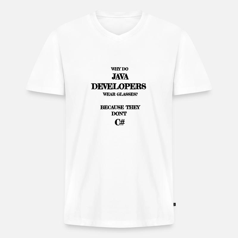 java developers joke Java Developer - T-shirt encolure en V Premium bio Homme - blanc