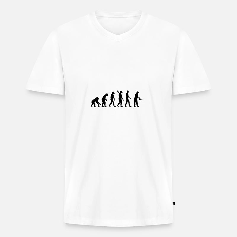 Evolution Gärtner - Männer Premium Bio T-Shirt mit V-Ausschnitt - Weiß