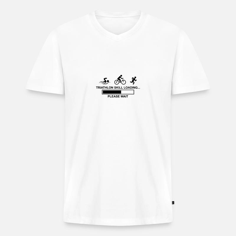 Triathlon skill loading... please wait - Männer Premium Bio T-Shirt mit V-Ausschnitt - Weiß