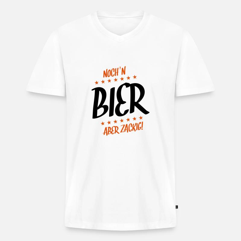 noch ein bier zackig - Männer Premium Bio T-Shirt mit V-Ausschnitt - Weiß