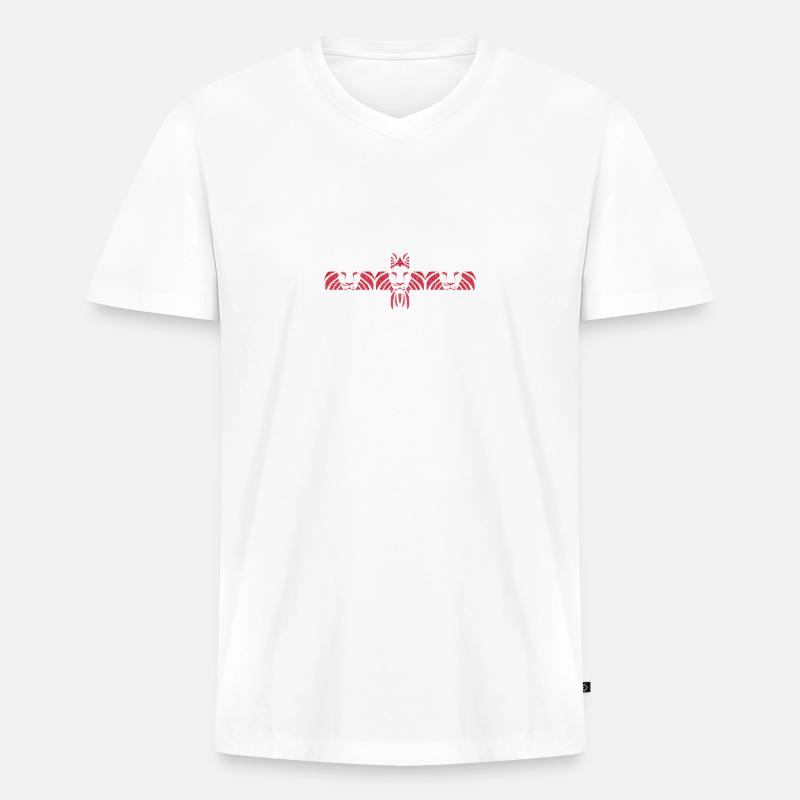 Three England Lions - Männer Premium Bio T-Shirt mit V-Ausschnitt - Weiß