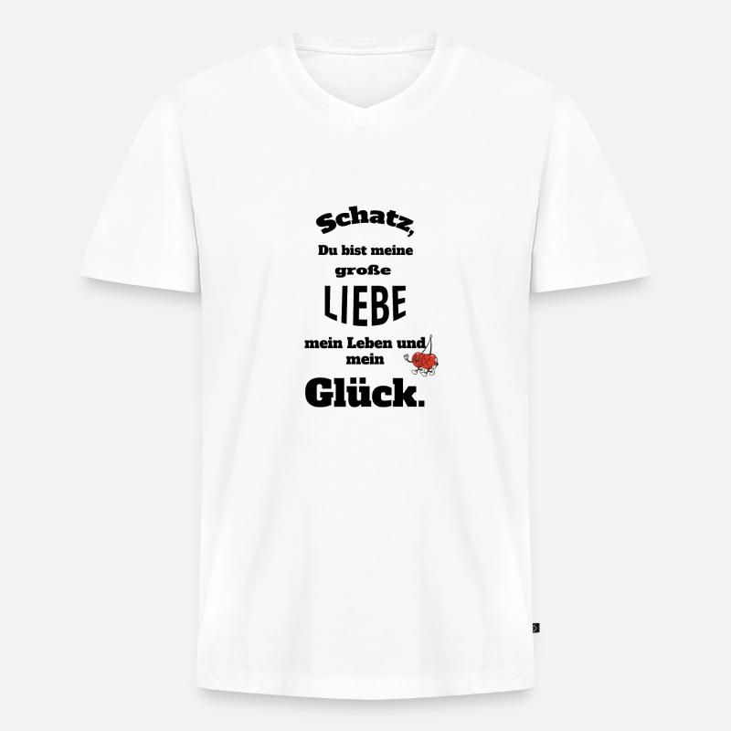 Meine große Liebe - Männer Premium Bio T-Shirt mit V-Ausschnitt - Weiß
