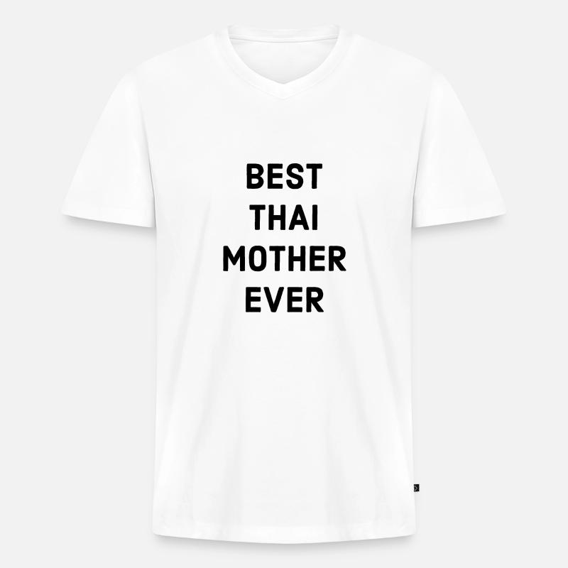 Beste Thai Mutter - Männer Premium Bio T-Shirt mit V-Ausschnitt - Weiß