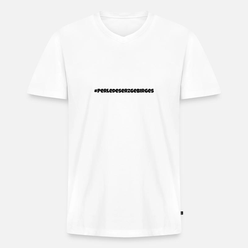 Perle des Erzgebirges - Männer Premium Bio T-Shirt mit V-Ausschnitt - Weiß