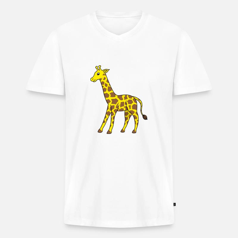 Giraffe Tiere Comic Kinder Geschenkidee - Männer Premium Bio T-Shirt mit V-Ausschnitt - Weiß