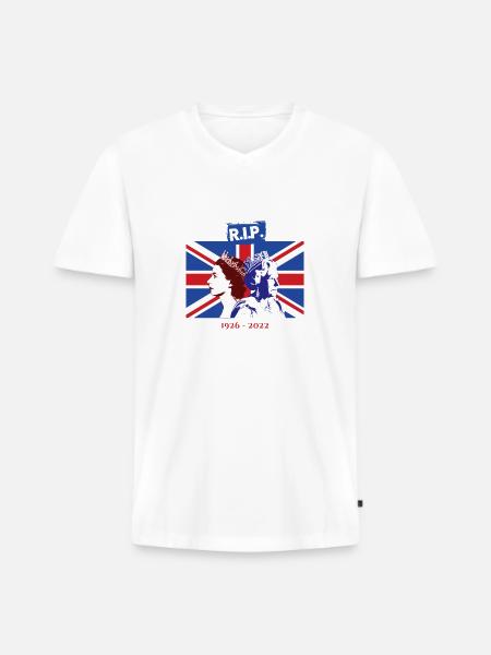 RIP - Queen Elizabeth II - The End Of An Era - Men's Premium Organic T-shirt with V-neck - white