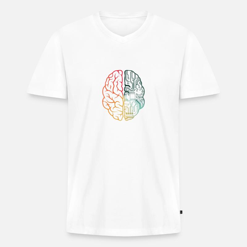 Programmierer Coding - Entwickler Programmieren Gehirn - Männer Premium Bio T-Shirt mit V-Ausschnitt - Weiß