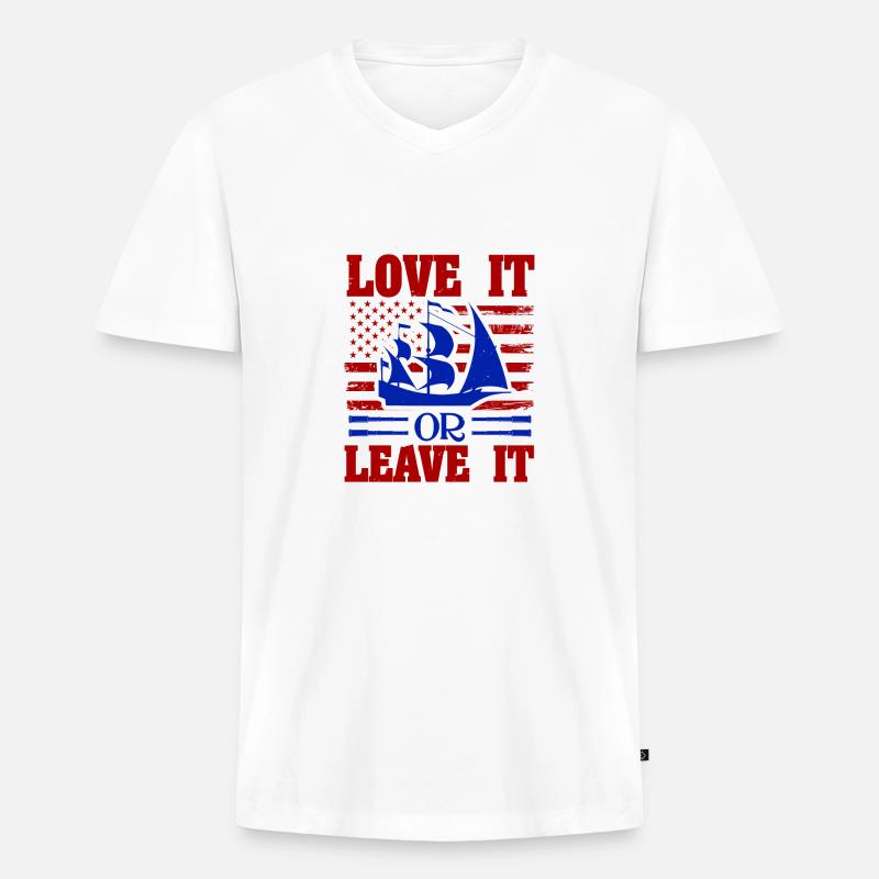 LIEBE ES ODER LASS ES - Männer Premium Bio T-Shirt mit V-Ausschnitt - Weiß